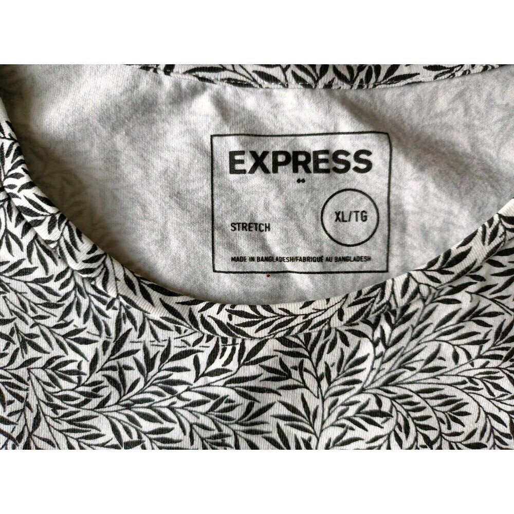 Express T-Shirt Men's XL Leaf White Stretch Short Sleeve - Picture 2 of 7